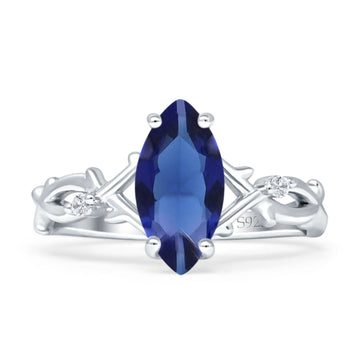 Marquise Split Shank Infinity Twisted Ring Blue Sapphire CZ 925 Sterling Silver Wholesale